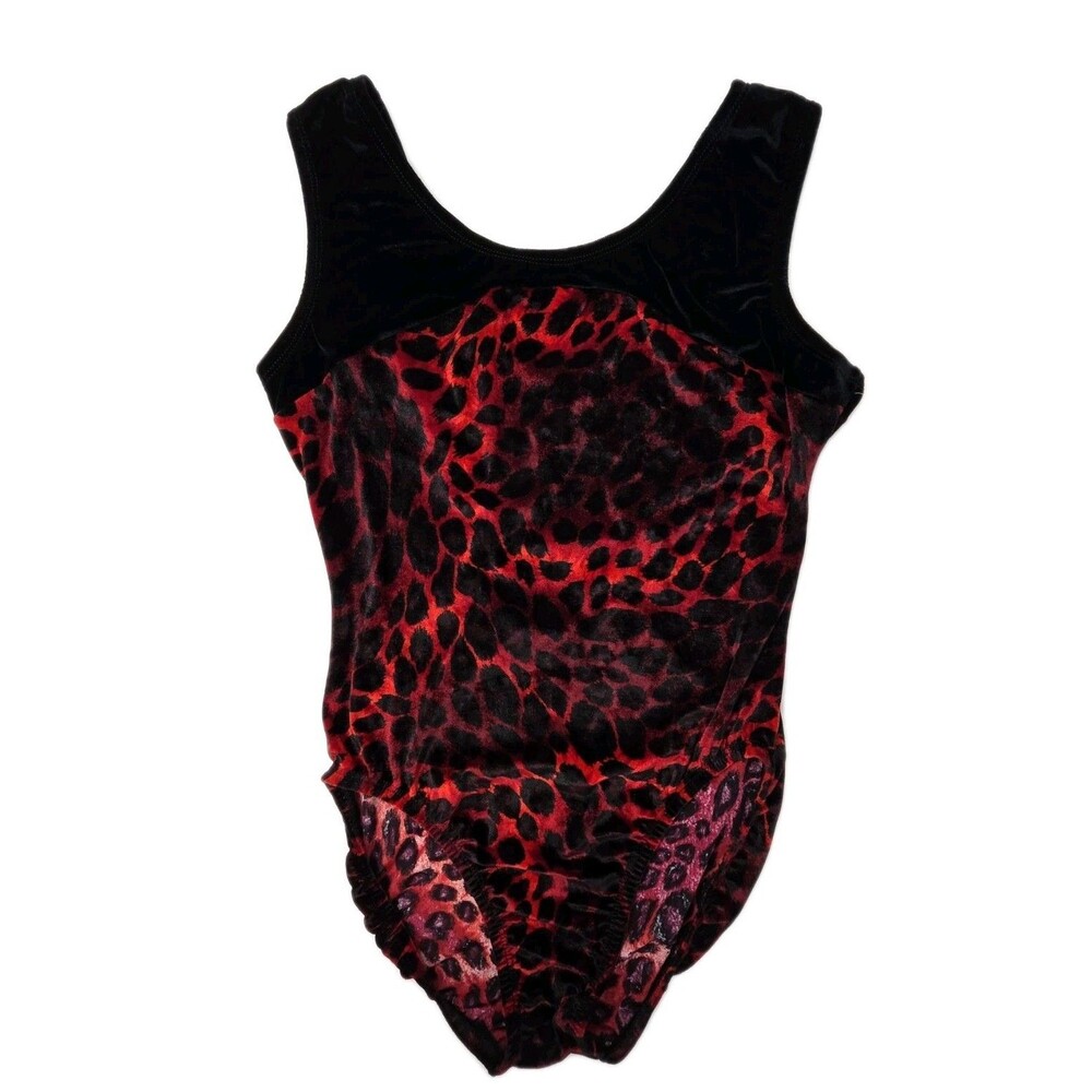 Satara VTG Leopard Print Split Keyhole Velvet Dance Leotard Bodysuit AL Adult L - Picture 13 of 16